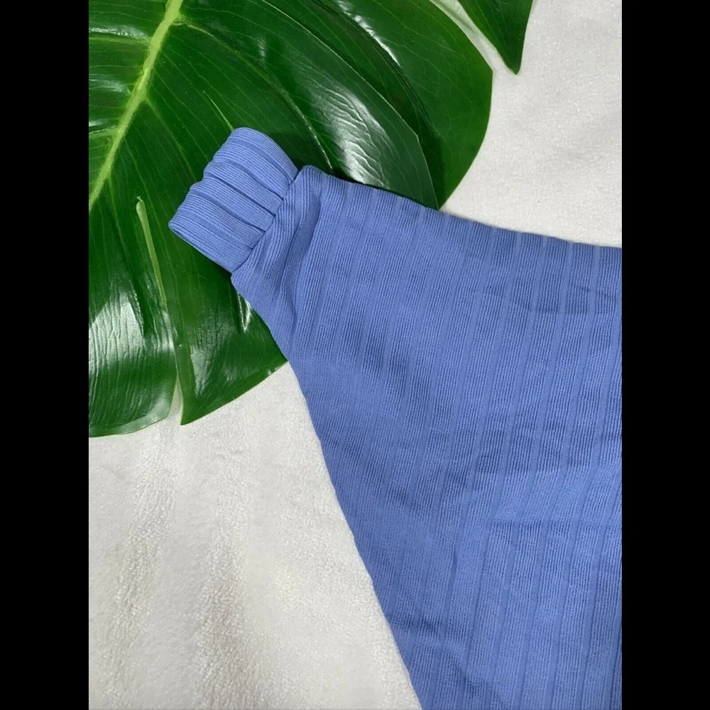 NWT $58‎ Becca Blue MIS Loreto Ribbed Bikini Bottom